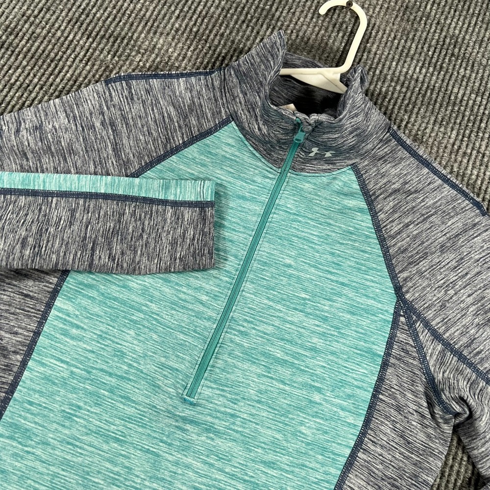 Under Armour Pullover Cold Gear Shirt Womens Large Teal Blue Long Sleeve 1/4